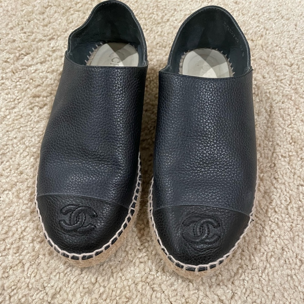 Chanel Navy and Black Espadrilles Size 37